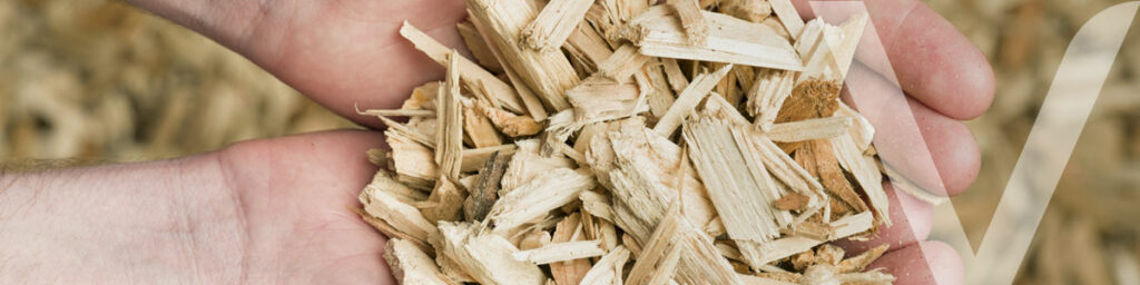 Wood chips to be used as a sustainable material after recycling