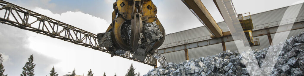 Steel piles in a recycling plant